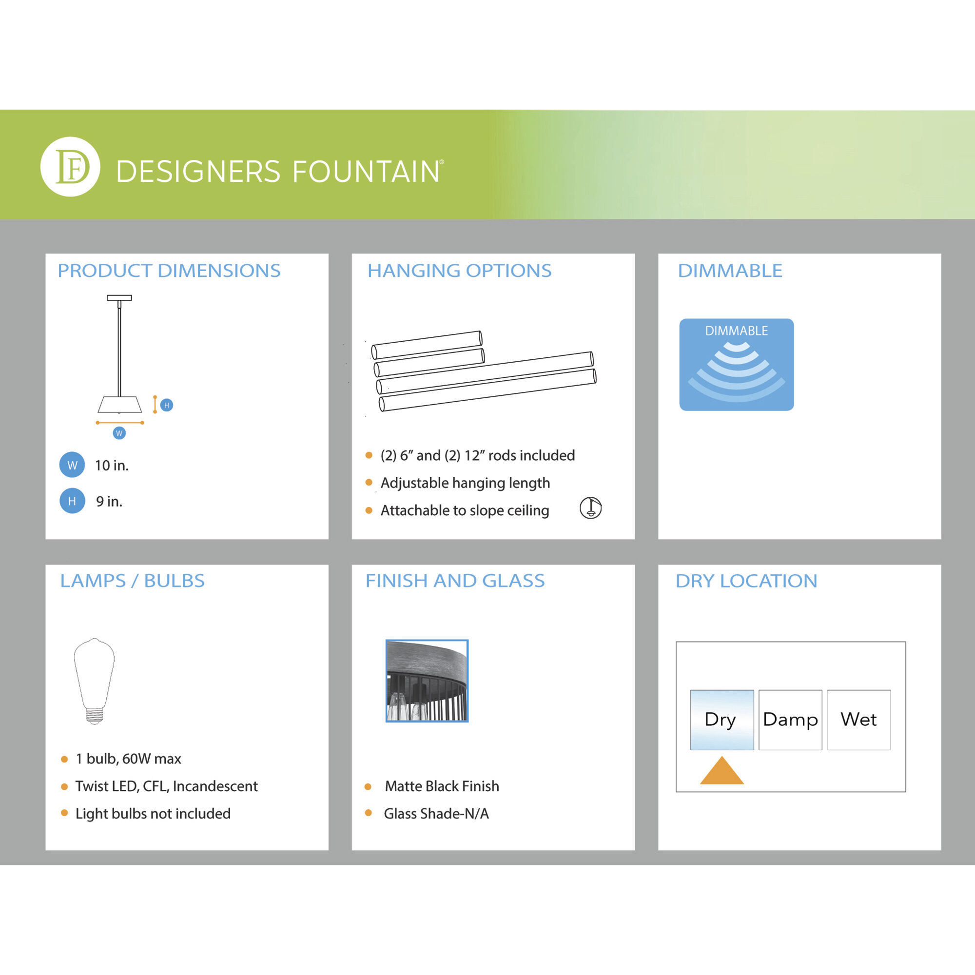 Aster 1 Light 10 inch Matte Black Pendant Ceiling Light